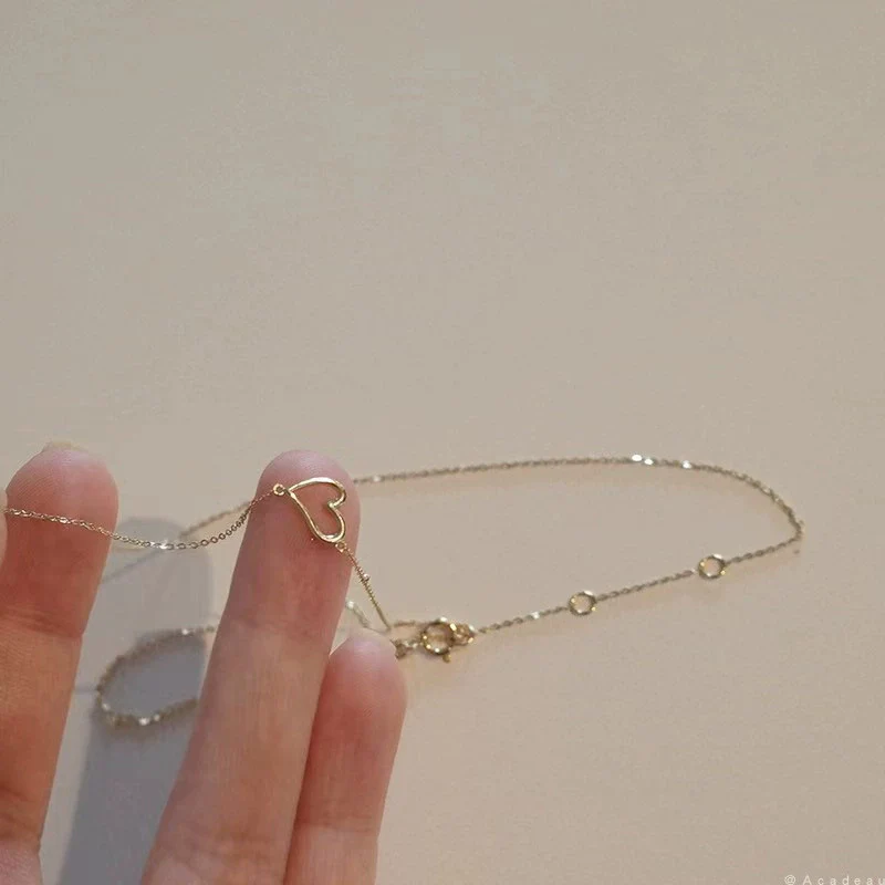 Wholesale Women's 925 Sterling Silver Heart Pendant Necklace Gold Plated O Word Chain - Image 3