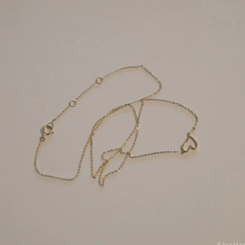 Wholesale Women's 925 Sterling Silver Heart Pendant Necklace Gold Plated O Word Chain - Image 4