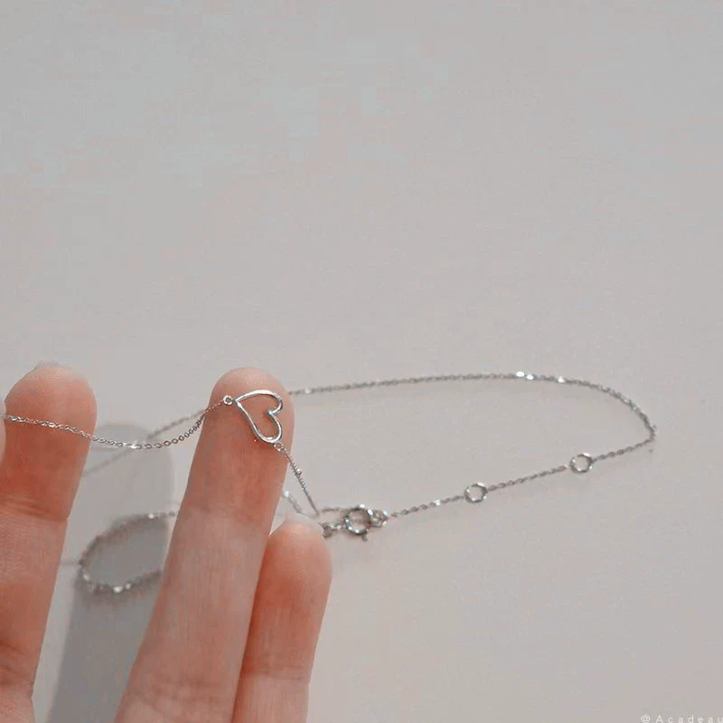Wholesale Women's 925 Sterling Silver Heart Pendant Necklace Gold Plated O Word Chain - Image 5