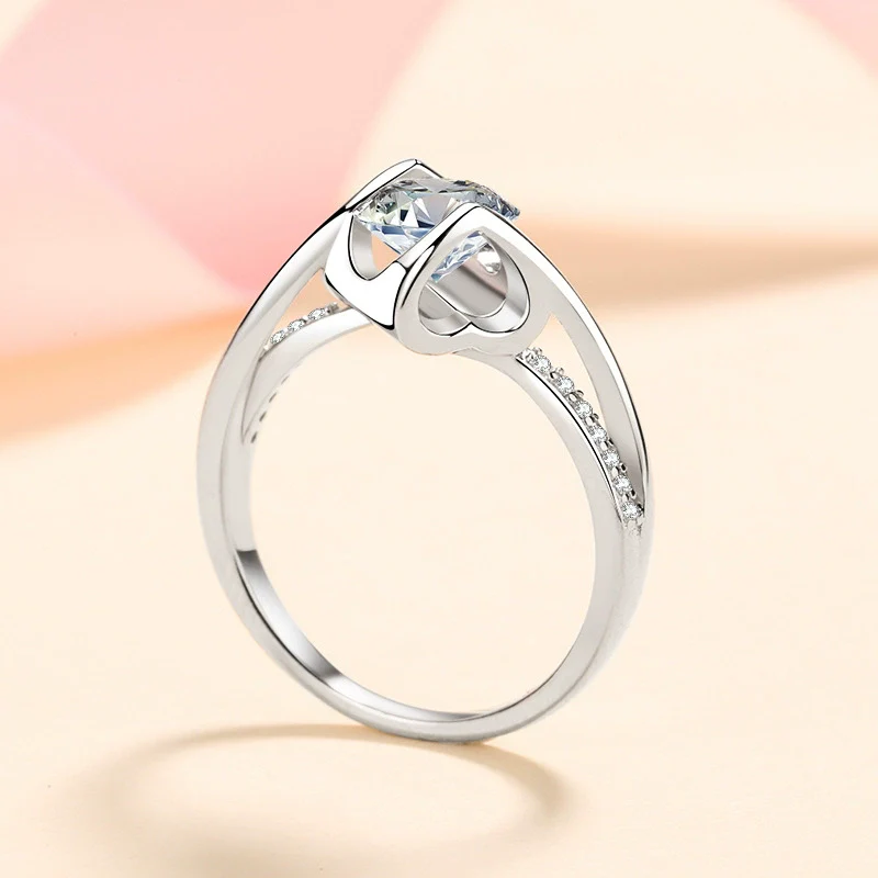 Wholesale Women's 925 Sterling Silver Heart Shaped Electroplated Ring - Image 2