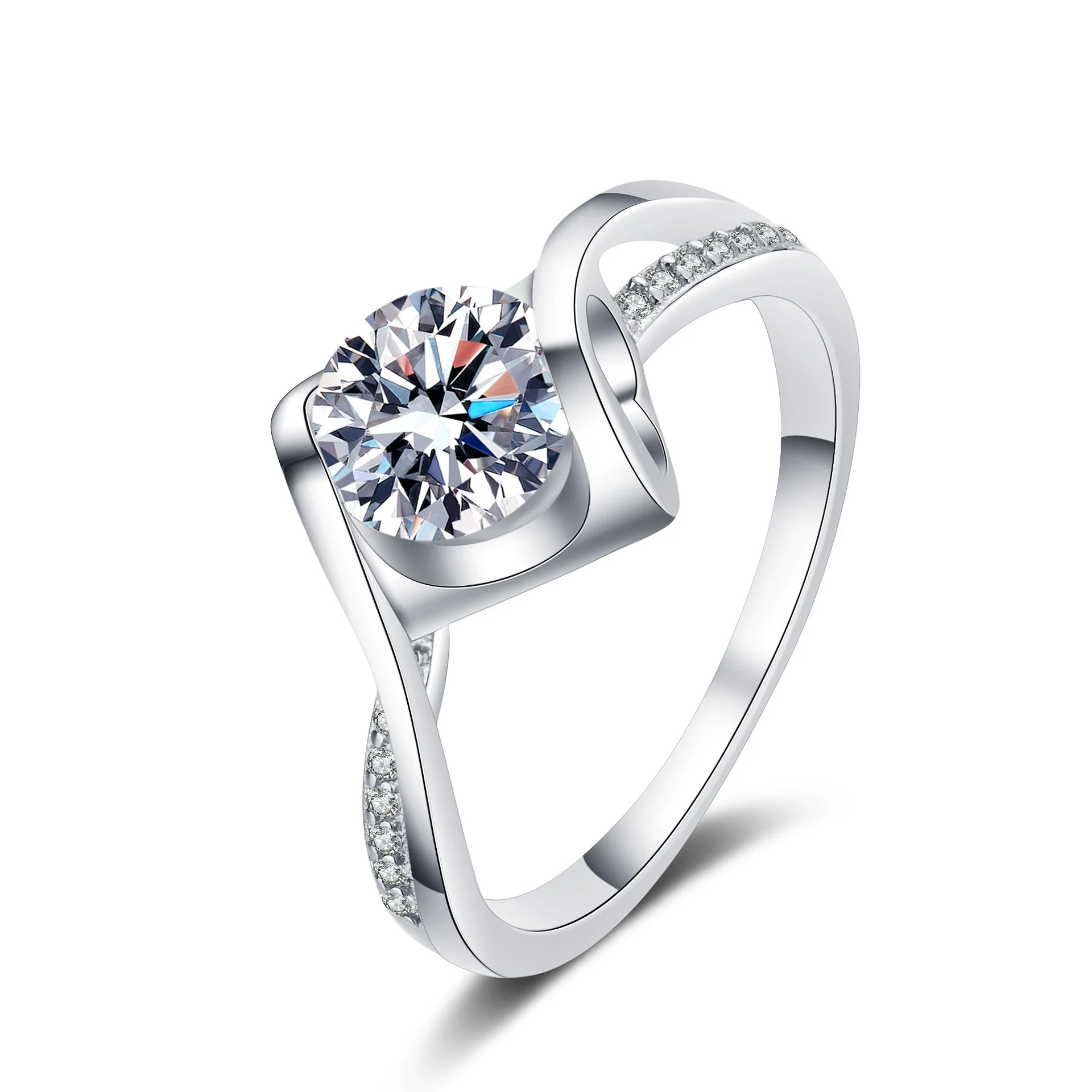 Wholesale Women's 925 Sterling Silver Heart Shaped Electroplated Ring - Image 5