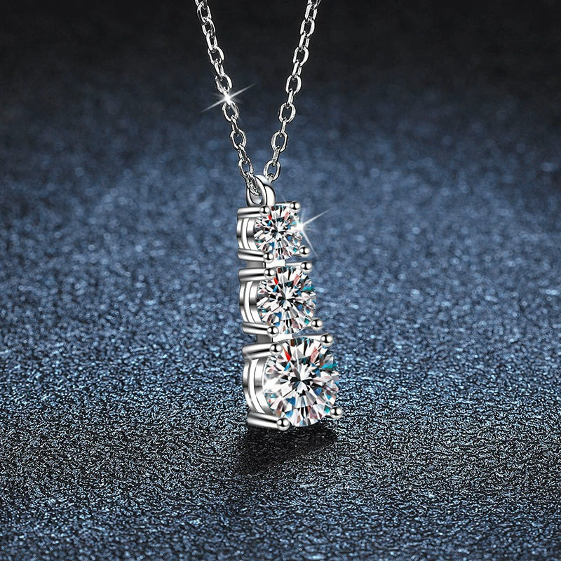 Wholesale Women's 925 Sterling Silver Moissanite Geometric Pendant Necklace Set With Diamonds - Image 2