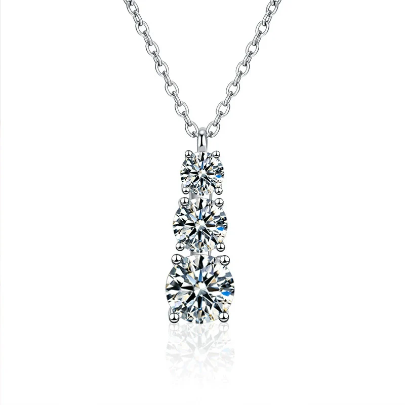 Wholesale Women's 925 Sterling Silver Moissanite Geometric Pendant Necklace Set With Diamonds - Image 5