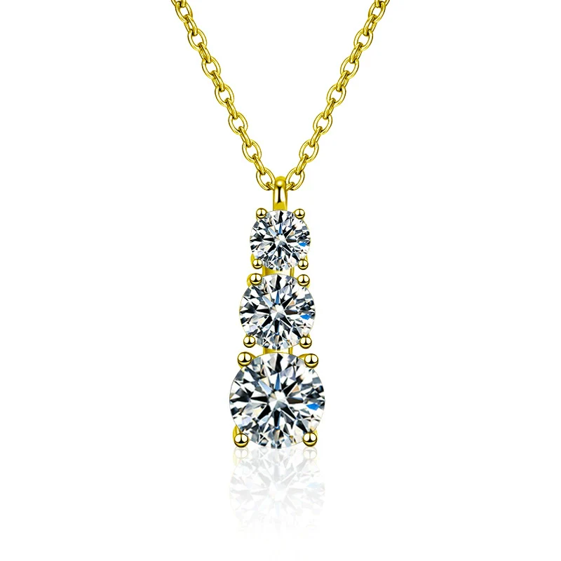 Wholesale Women's 925 Sterling Silver Moissanite Geometric Pendant Necklace Set With Diamonds - Image 7