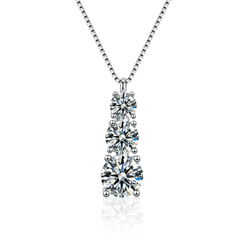 Wholesale Women's 925 Sterling Silver Moissanite Geometric Pendant Necklace Set With Diamonds - Image 8