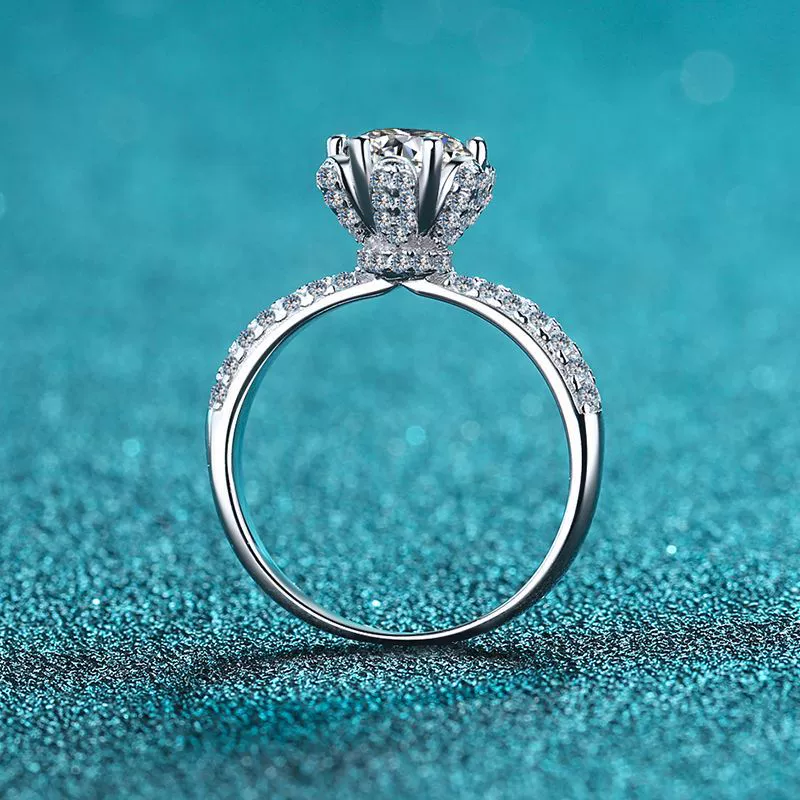 Wholesale Women's 925 Sterling Silver Ring With Flower Pattern And Electroplating Treatment
