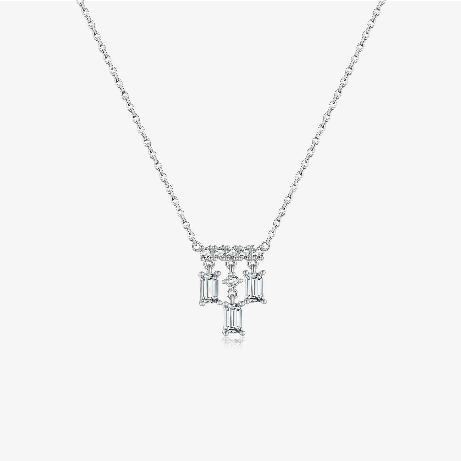 Wholesale Women's 925 Sterling Silver Square Geometric Pendant Necklace With Platinum And 18K Gold Electroplating