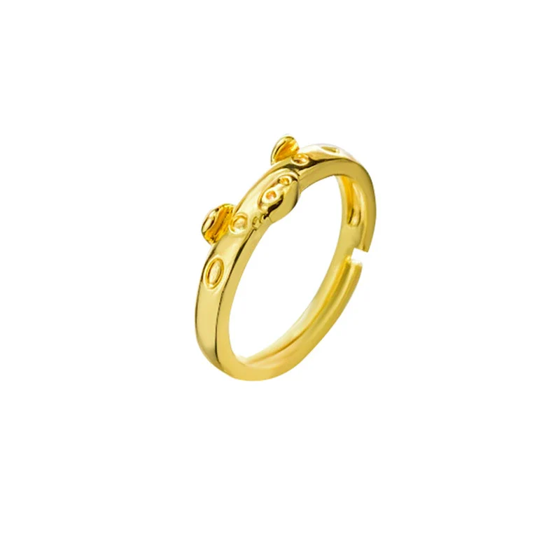Wholesale Women's Adjustable Opening Copper Pig Ring With Electroplating And Zodiac Animal Design - Image 5