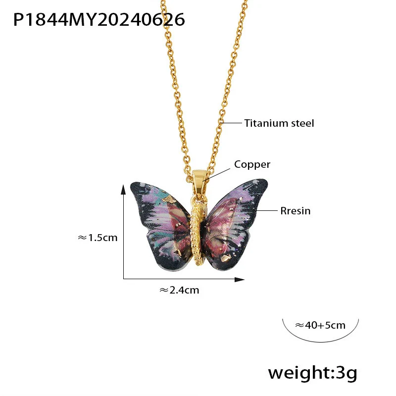 Wholesale Women's Allmatch Animal Zodiac Butterfly Pendant Necklace With Microinlaid Zircon Copper And Titanium Steel Ochain Electroplated - Image 10