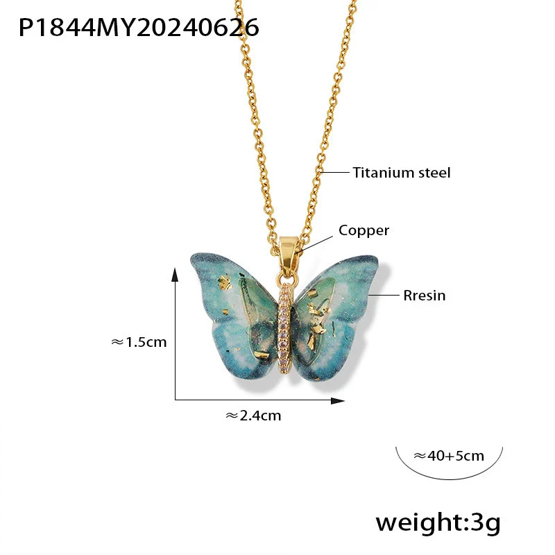 Wholesale Women's Allmatch Animal Zodiac Butterfly Pendant Necklace With Microinlaid Zircon Copper And Titanium Steel Ochain Electroplated - Image 11