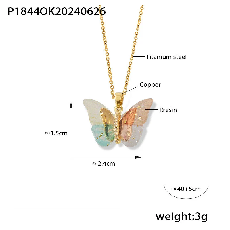 Wholesale Women's Allmatch Animal Zodiac Butterfly Pendant Necklace With Microinlaid Zircon Copper And Titanium Steel Ochain Electroplated - Image 12