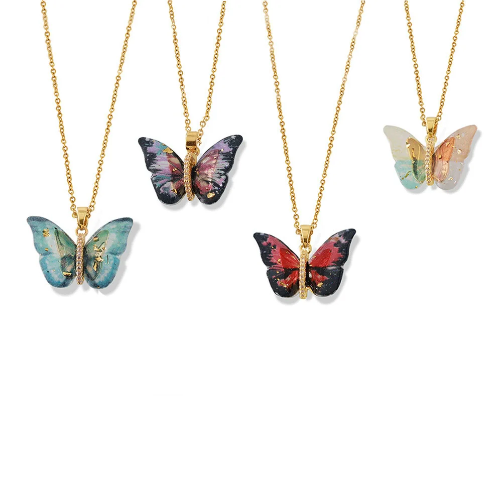 Wholesale Women's Allmatch Animal Zodiac Butterfly Pendant Necklace With Microinlaid Zircon Copper And Titanium Steel Ochain Electroplated - Image 4