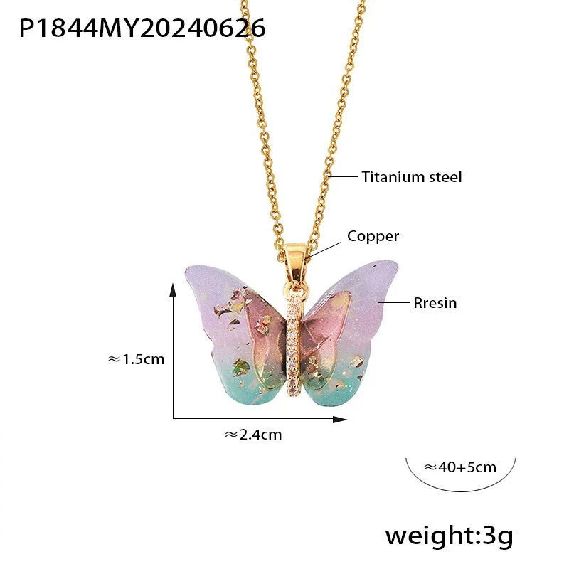 Wholesale Women's Allmatch Animal Zodiac Butterfly Pendant Necklace With Microinlaid Zircon Copper And Titanium Steel Ochain Electroplated - Image 6
