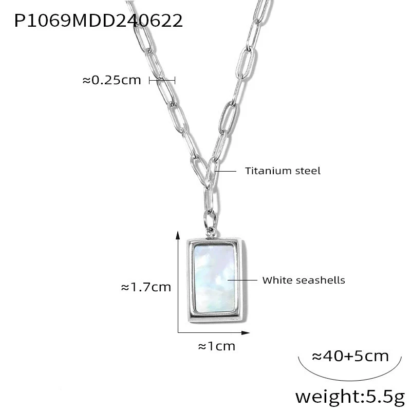 Wholesale Women's Allmatch Geometric Square Pendant Necklace Made Of Titanium Steel With 18K True Gold Plating - Image 5