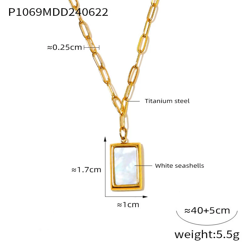 Wholesale Women's Allmatch Geometric Square Pendant Necklace Made Of Titanium Steel With 18K True Gold Plating - Image 6