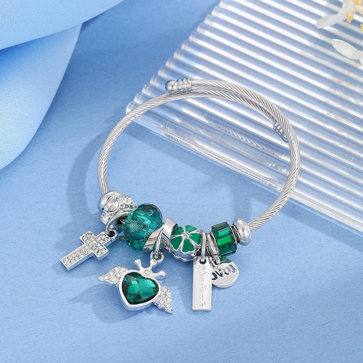 Wholesale Women's Allmatching Stainless Steel Bracelet With Diamond Embedded Heart Shape And Animal Zodiac Patterns - Image 3