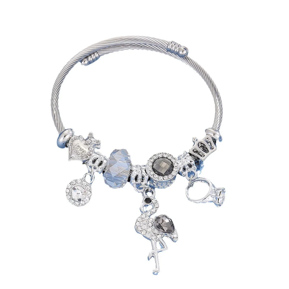 Wholesale Women's Allmatching Stainless Steel Bracelet With Diamond Embedded Heart Shape And Animal Zodiac Patterns - Image 5