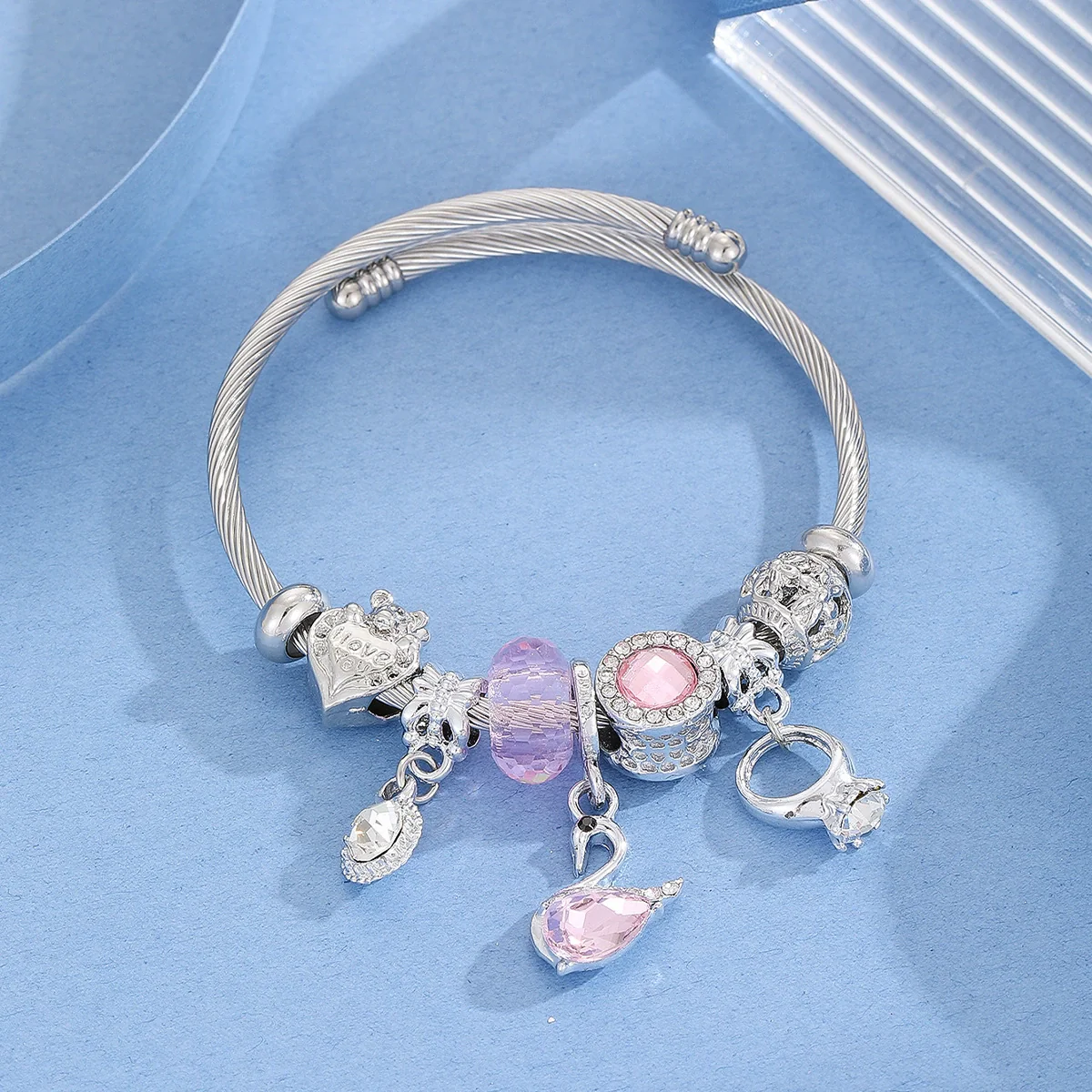 Wholesale Women's Allmatching Stainless Steel Bracelet With Diamond Embedded Heart Shape And Animal Zodiac Patterns - Image 6