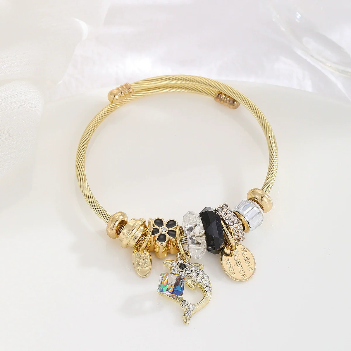 Wholesale Women's Allmatching Stainless Steel Bracelet With Diamond Embedded Heart Shape And Animal Zodiac Patterns - Image 8