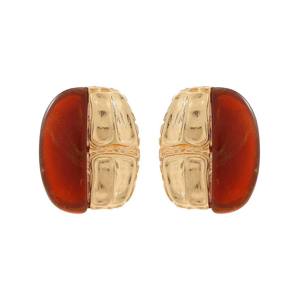Wholesale Women's Alloy And Resin Inlaid Metal Earrings With Geometric Style And Electroplating Treatment - Image 5