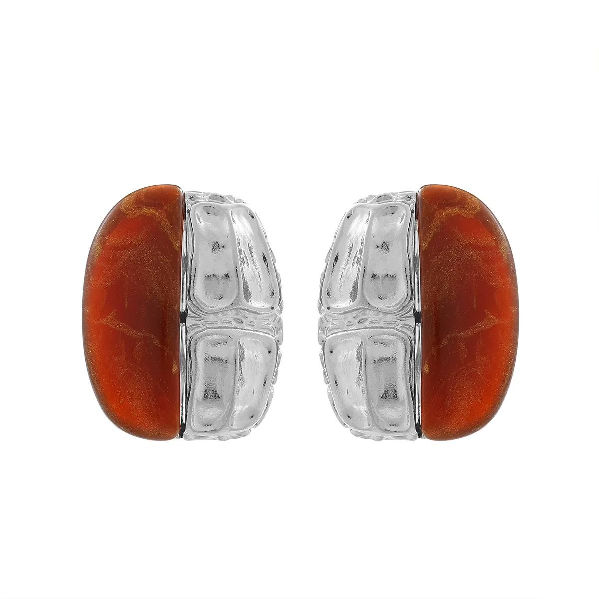 Wholesale Women's Alloy And Resin Inlaid Metal Earrings With Geometric Style And Electroplating Treatment - Image 6