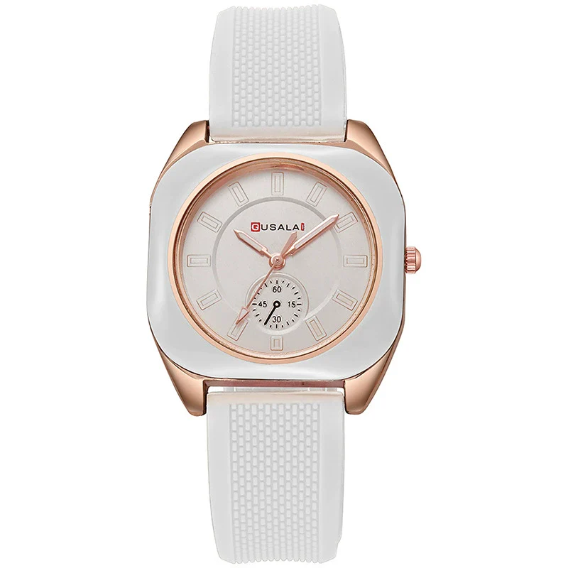 Wholesale Women's Alloy And Silicone Square Dial Quartz Watches With Spiral Crown And Pin Buckle - Image 7