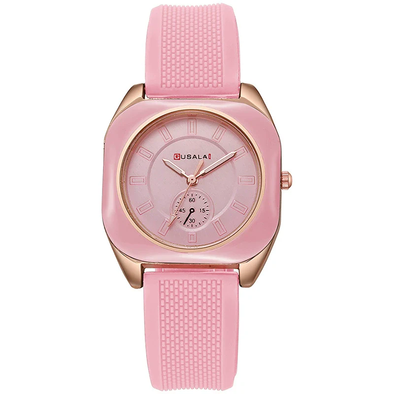 Wholesale Women's Alloy And Silicone Square Dial Quartz Watches With Spiral Crown And Pin Buckle - Image 8