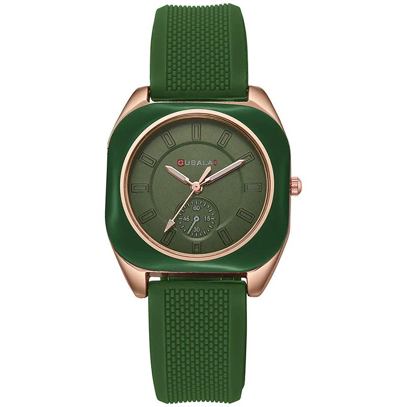 Wholesale Women's Alloy And Silicone Square Dial Quartz Watches With Spiral Crown And Pin Buckle - Image 9