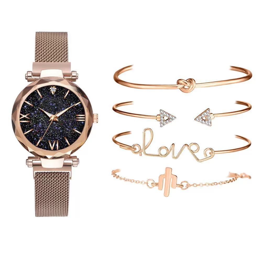 Wholesale Women's Alloy And Stainless Steel Leisure Style Round Dial Quartz Watch And Bracelet Suit - Image 4