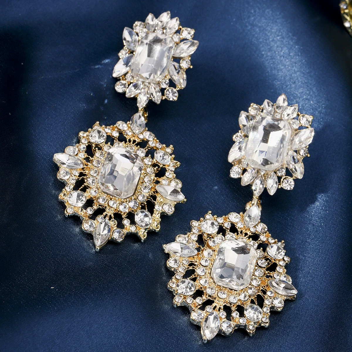 Wholesale Women's Alloy Diamond Drop Shape Creative Exaggerated Personality Earrings - Image 4