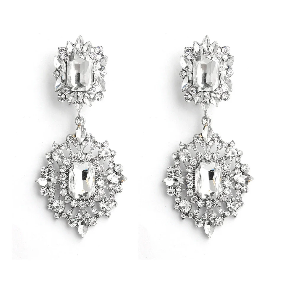 Wholesale Women's Alloy Diamond Drop Shape Creative Exaggerated Personality Earrings - Image 7