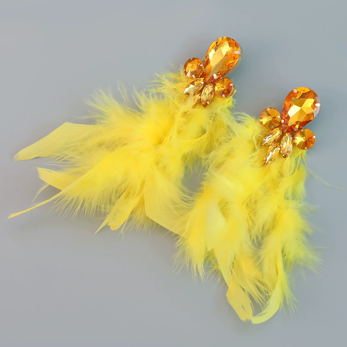 Wholesale Women's Alloy Diamond Geometric Flower Tassel Feather Earrings - Image 10