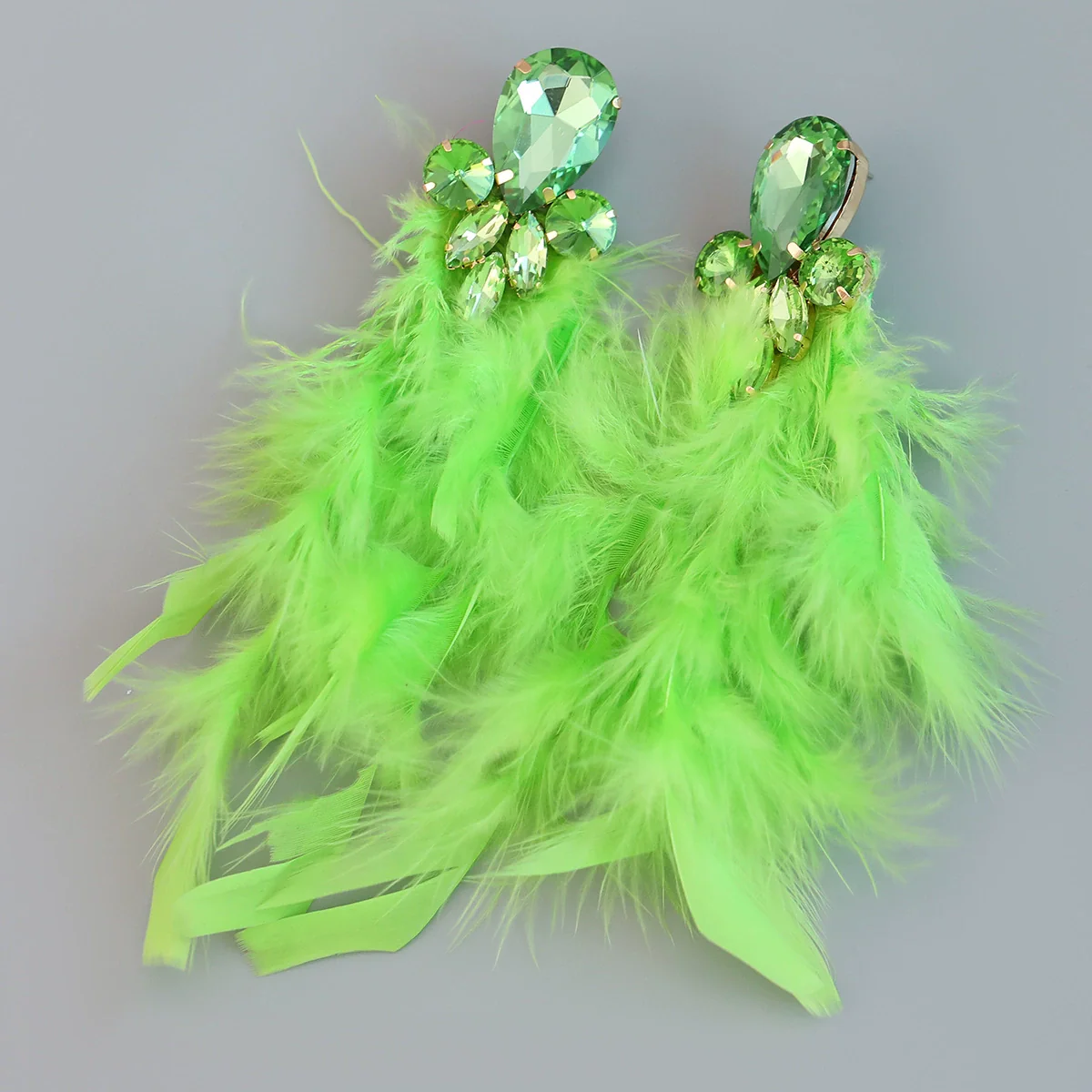 Wholesale Women's Alloy Diamond Geometric Flower Tassel Feather Earrings - Image 11