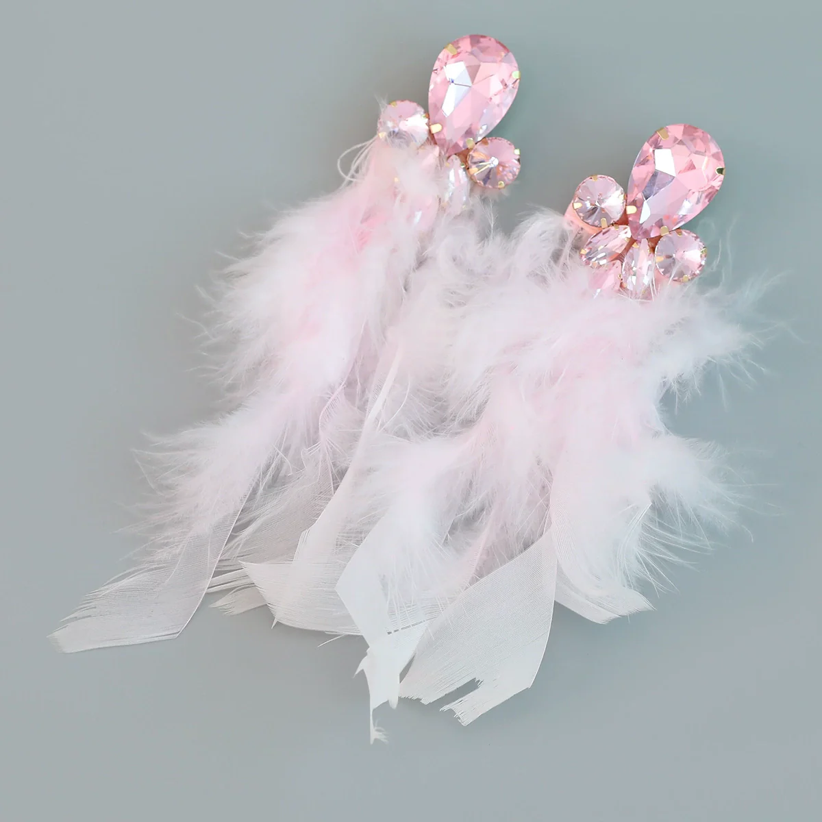 Wholesale Women's Alloy Diamond Geometric Flower Tassel Feather Earrings - Image 14