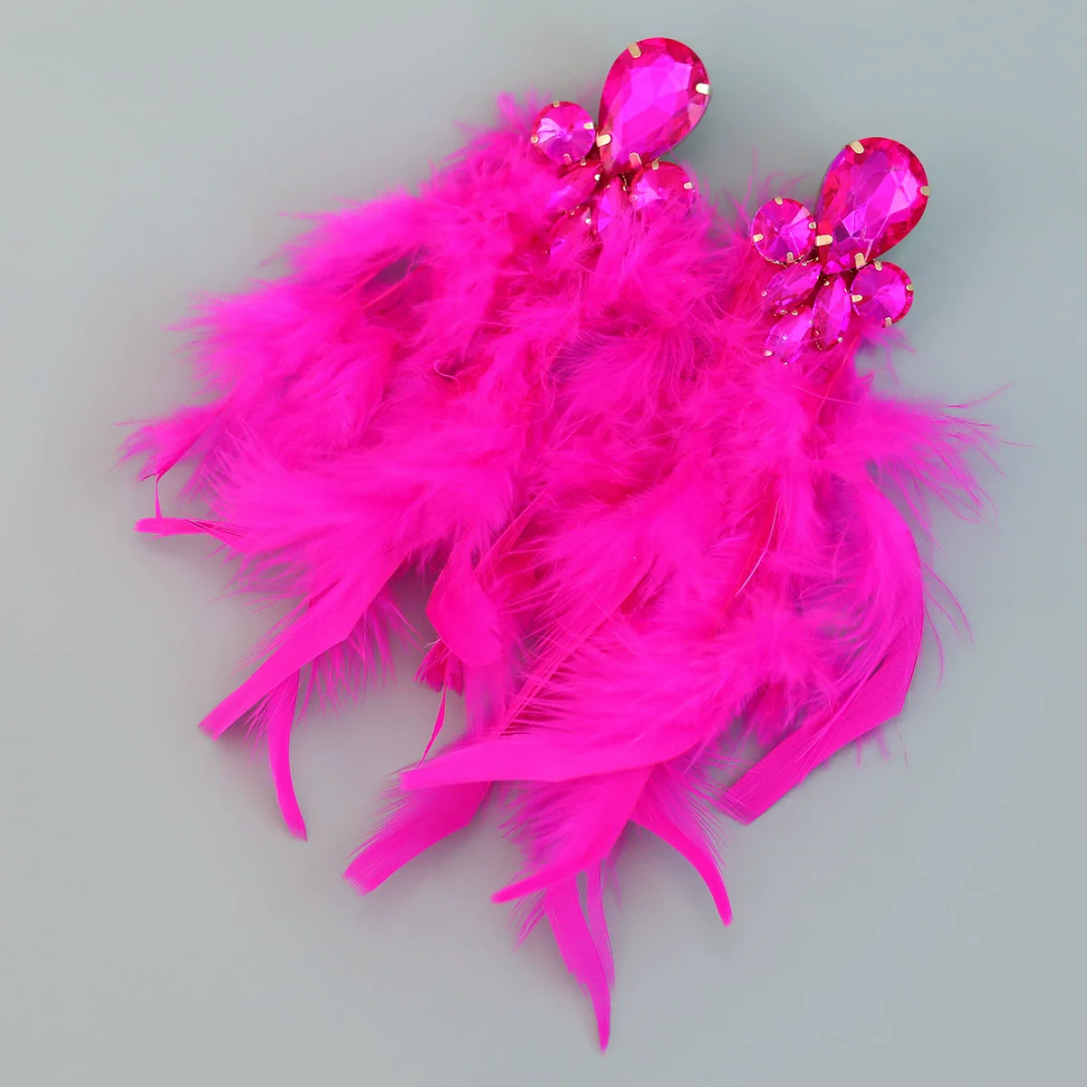 Wholesale Women's Alloy Diamond Geometric Flower Tassel Feather Earrings - Image 15