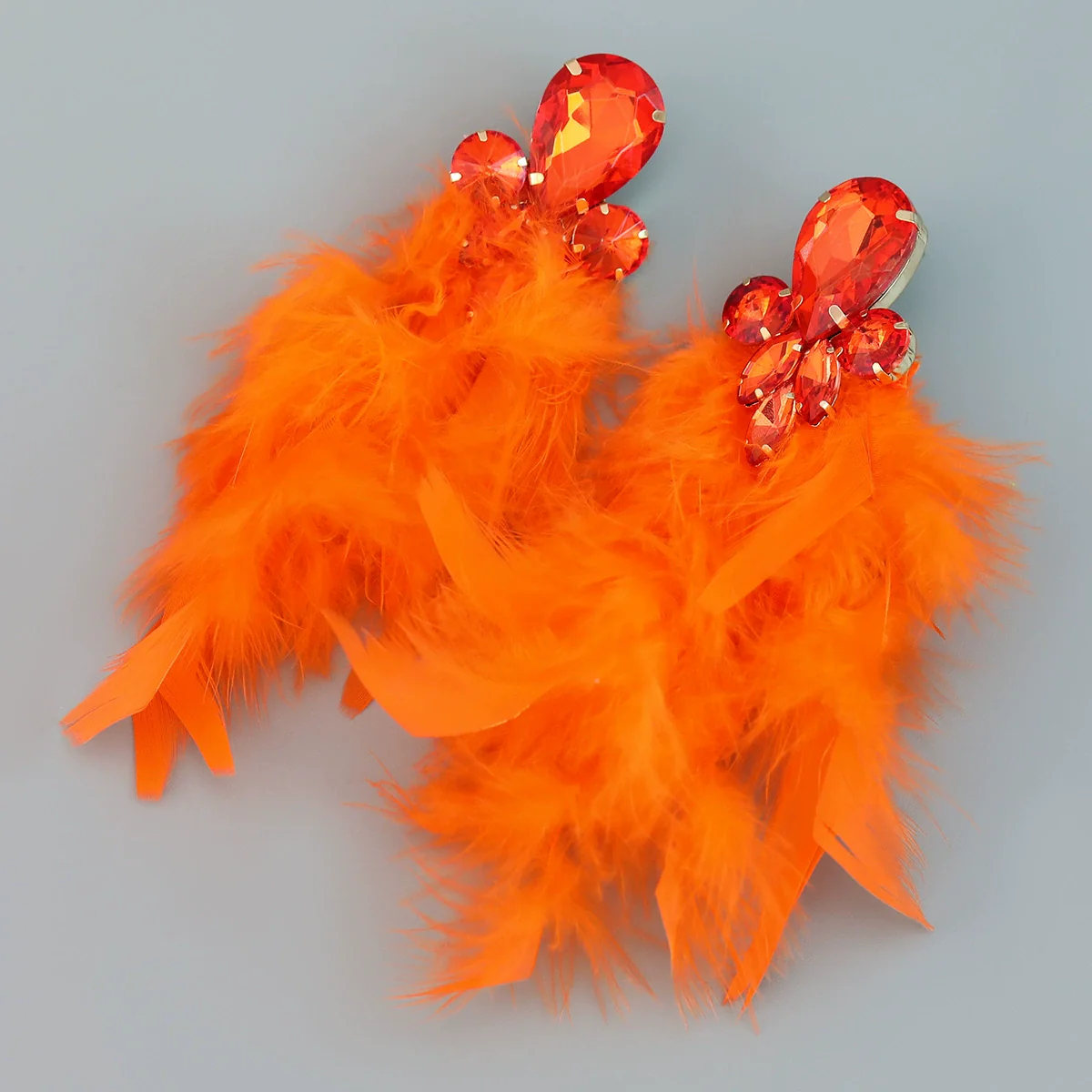 Wholesale Women's Alloy Diamond Geometric Flower Tassel Feather Earrings - Image 9