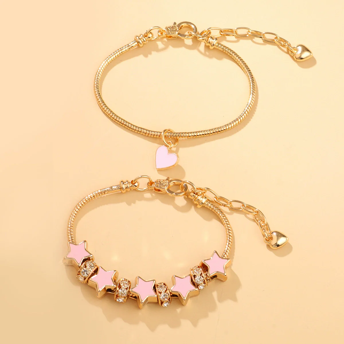 Wholesale Women's Alloy Fashion Star Heart Pendant Diy Bracelet With Rhinestones Inlaid And Seiko Design - Image 3