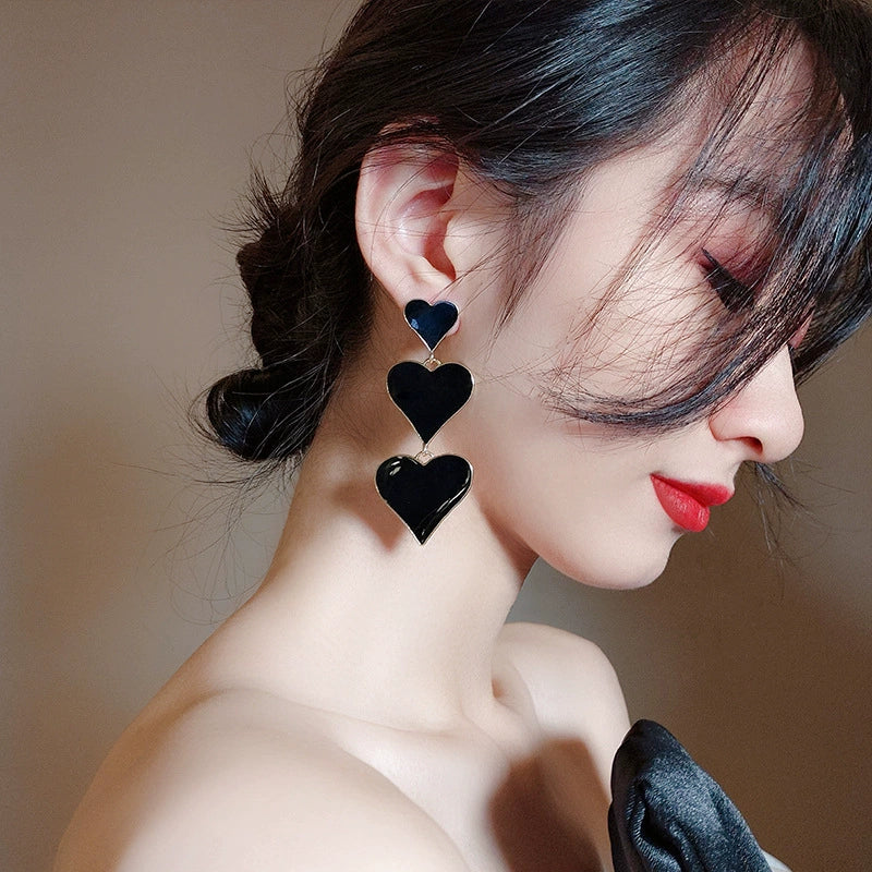Wholesale Women's Alloy Geometric Baking Varnish Goldplated Inlaid Artificial Gem And Semiprecious Stone Tassel Long Silver Needle Earrings