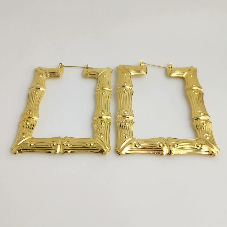 Wholesale Women's Alloy Geometric Exaggerated Golden Circle Hip Hop Street Dance Electroplated Earrings - Image 7