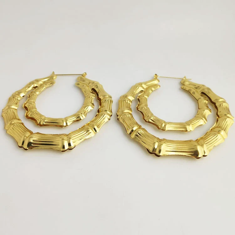 Wholesale Women's Alloy Geometric Exaggerated Golden Circle Hip Hop Street Dance Electroplated Earrings - Image 8