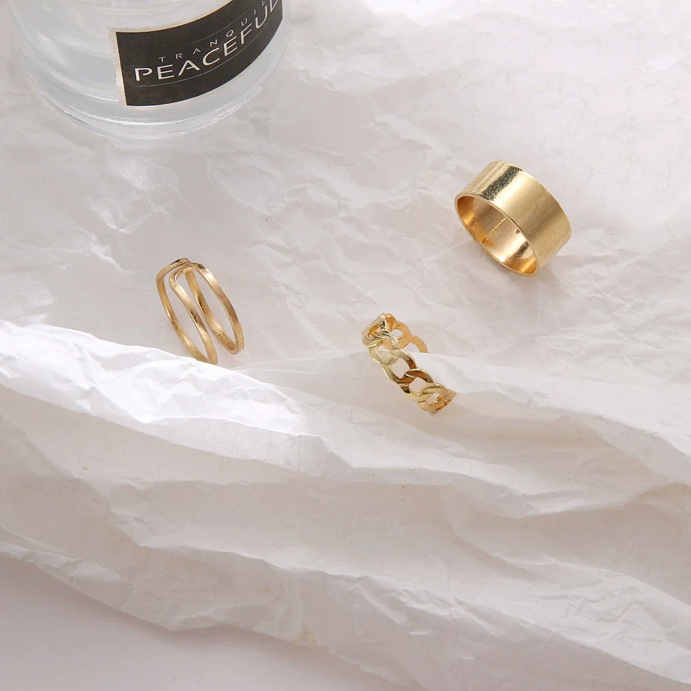 Wholesale Women's Alloy Geometric Open Ring Suit With Electroplating Treatment - Image 3