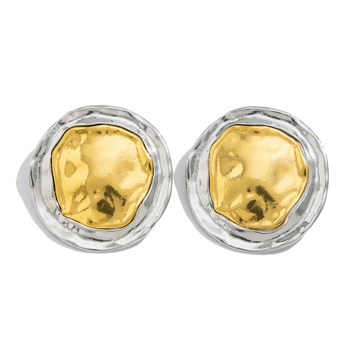 Wholesale Women's Alloy Geometric Pleated Bright Round Electroplated Earrings - Image 5
