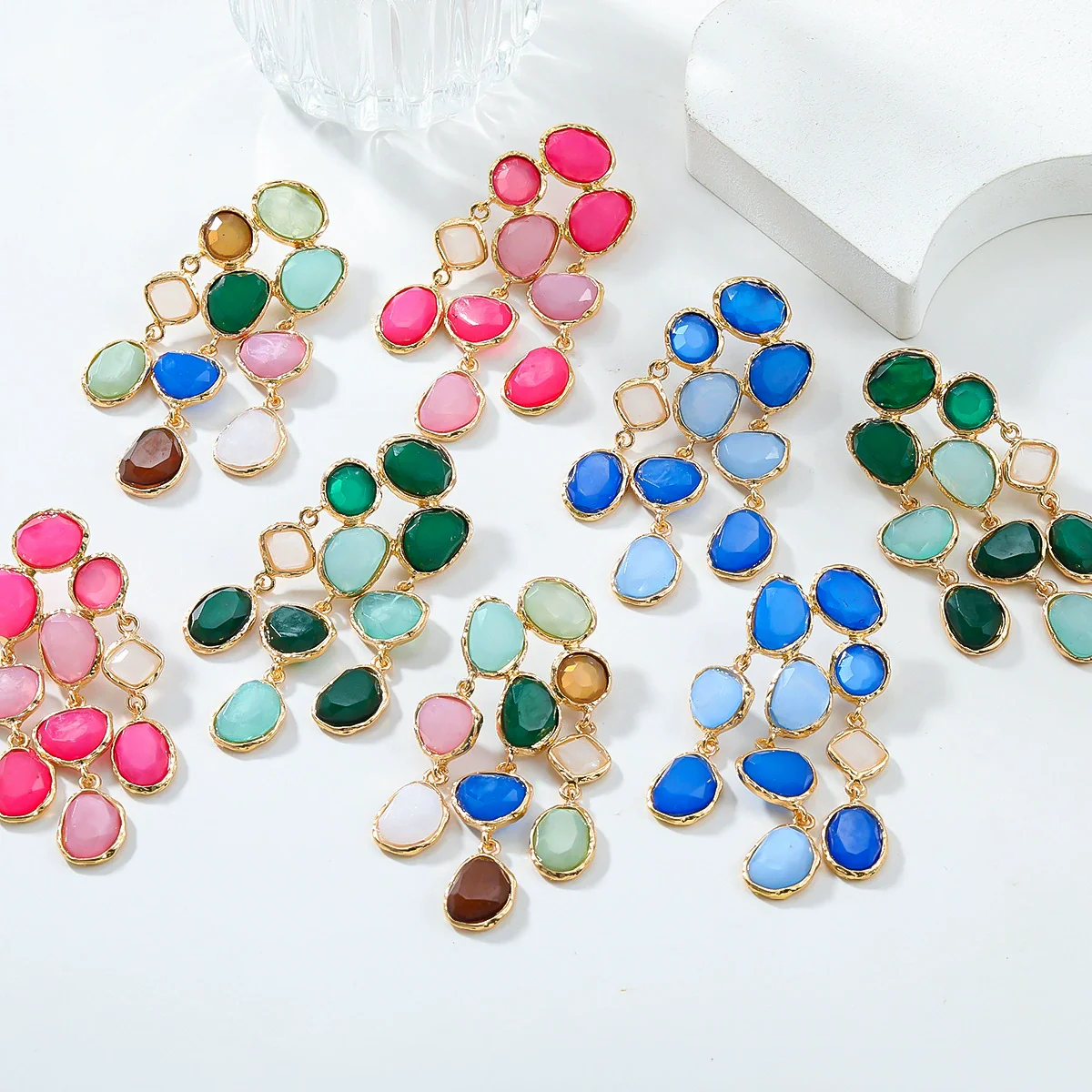 Wholesale Women's Alloy Handmade Geometric Diamond Earrings In Bohemian Retro Style - Image 2