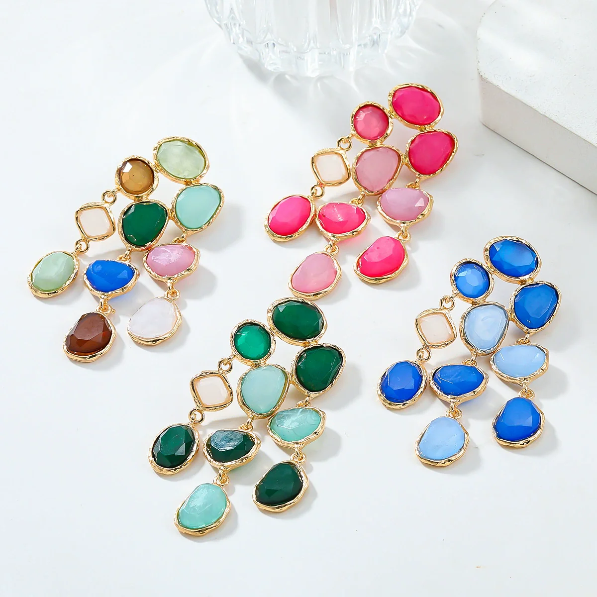 Wholesale Women's Alloy Handmade Geometric Diamond Earrings In Bohemian Retro Style - Image 3