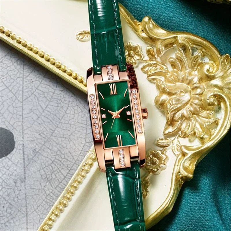 Wholesale Women's Alloy Imitation Leather Square Fashion Vintage Watch With Printed Logo - Image 2