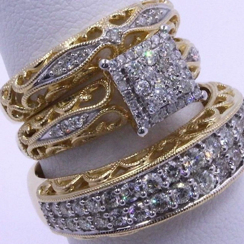 Wholesale Women's Alloy Jewelry Ring Set With Geometric Pattern And Gold Inlaid - Image 6