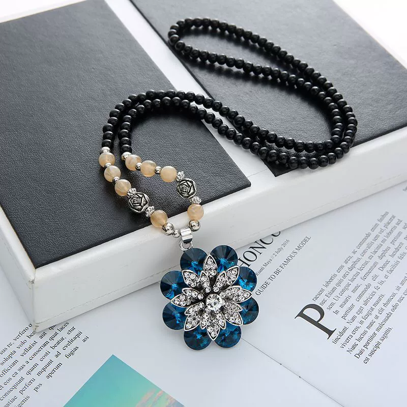 Wholesale Women's Alloy Necklace With Goldplated Artificial Gemstones And Semiprecious Stones Drop Shape Pendant For Autumn And Winter Electroplated Design - Image 4