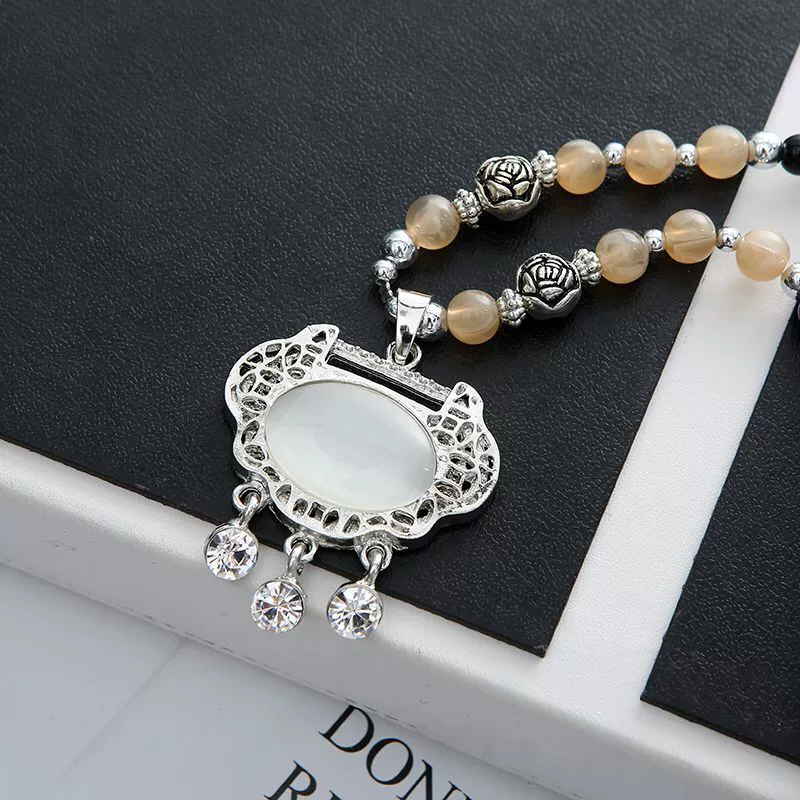 Wholesale Women's Alloy Necklace With Goldplated Artificial Gemstones And Semiprecious Stones Drop Shape Pendant For Autumn And Winter Electroplated Design - Image 5