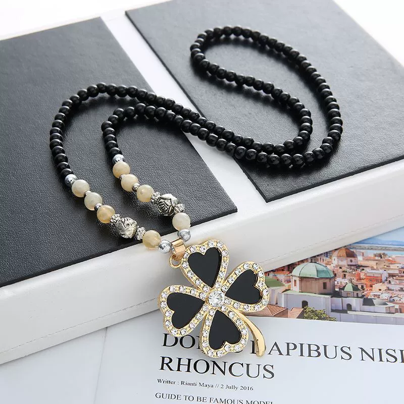 Wholesale Women's Alloy Necklace With Goldplated Artificial Gemstones And Semiprecious Stones Drop Shape Pendant For Autumn And Winter Electroplated Design - Image 9