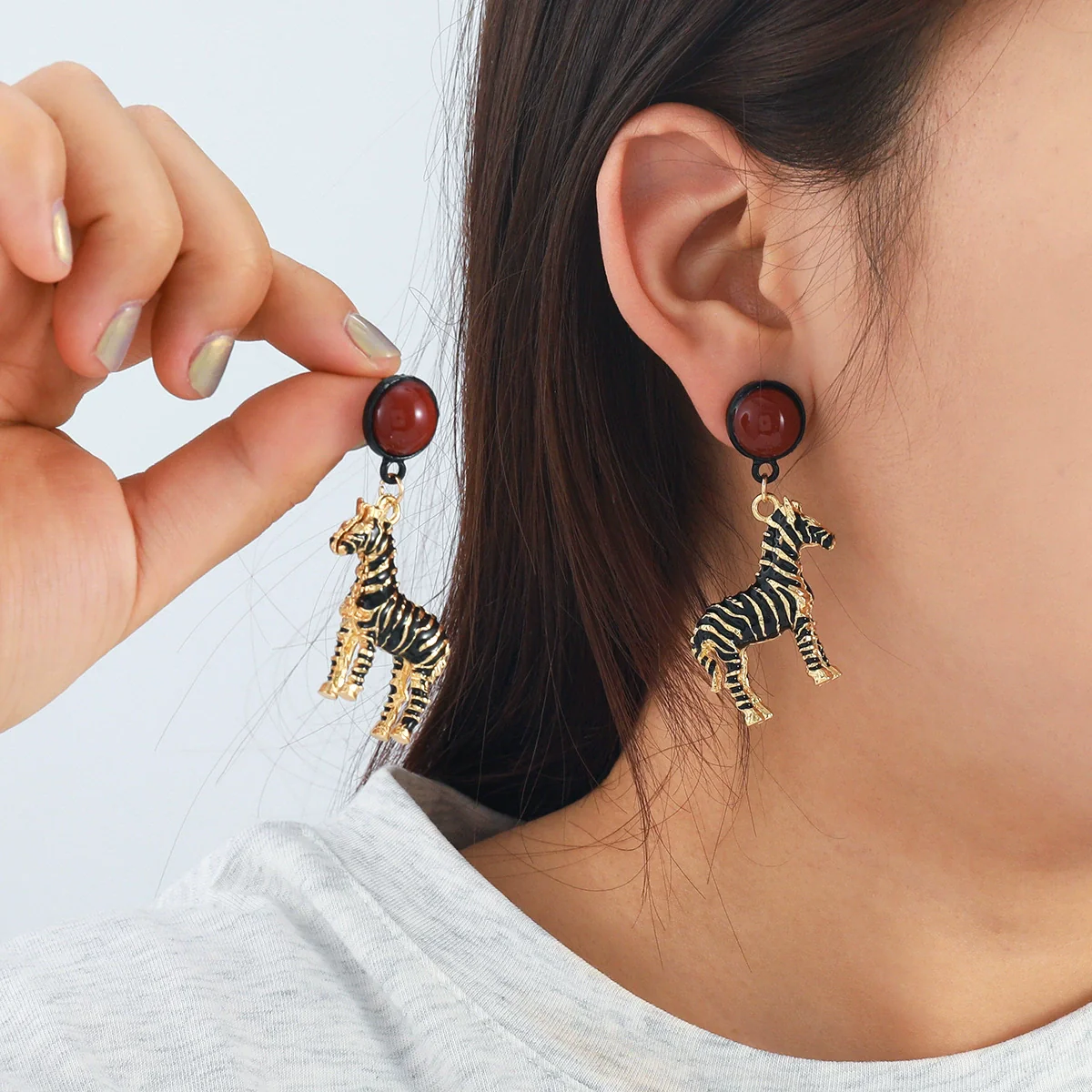 Wholesale Women's Alloy Oil Drop Animal Zodiac Pendant Earrings Fashion Retro Style